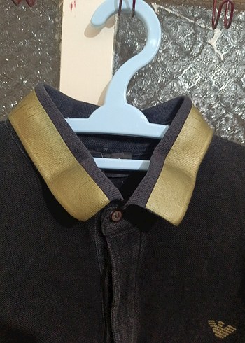 Giorgio Armani Siyah V-Yaka Kısa Kollu Erkek Polo Tişört - Görsel 4