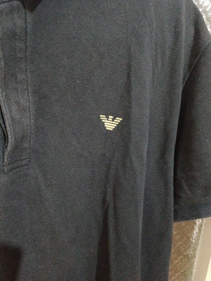 Giorgio Armani Siyah V-Yaka Kısa Kollu Erkek Polo Tişört - Görsel 2