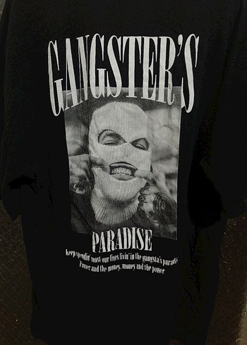 Siyah Baskılı Oversize Erkek Tişört - Görsel 3