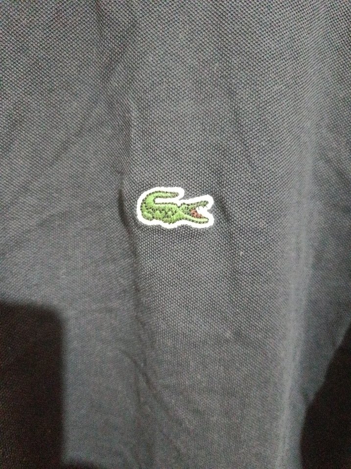 Erkek Siyah Lacoste Keten Polo Tişört - Görsel 3