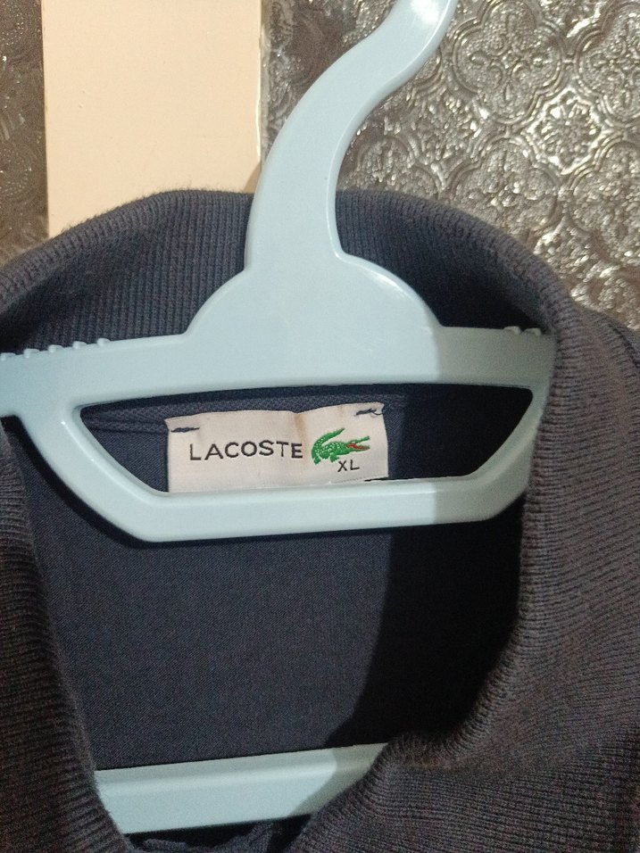 Erkek Siyah Lacoste Keten Polo Tişört - Görsel 4