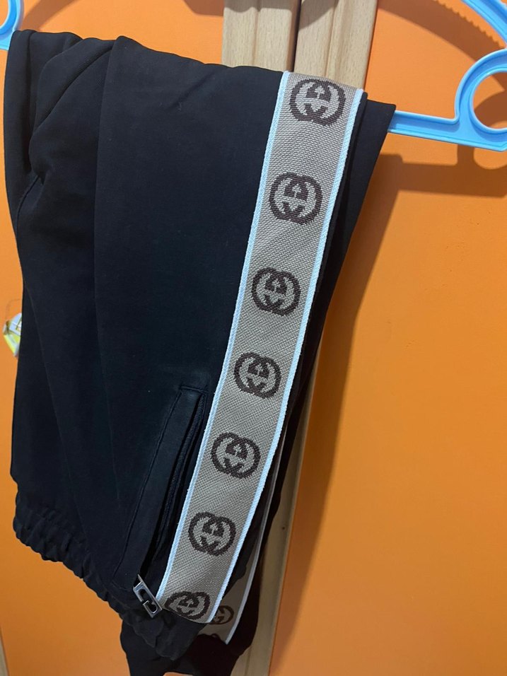 Siyah Baskılı Gucci Erkek Eşofman Altı - Görsel 2