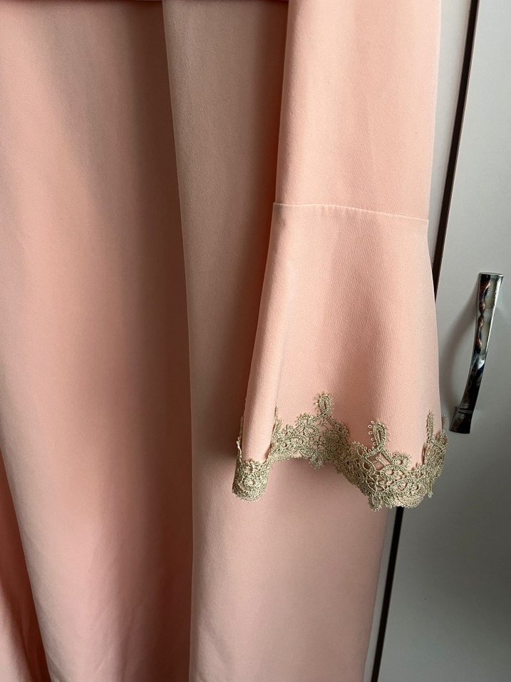 Pudra Renk Uzun Kollu Kadın Elbise - Görsel 2