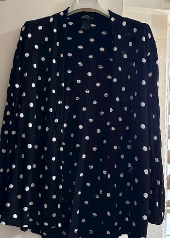 Puantiye Desenli Siyah Hamile Midi Ceket - Görsel 2