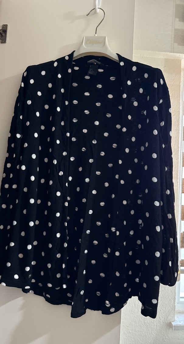 Puantiye Desenli Siyah Hamile Midi Ceket - Görsel 2