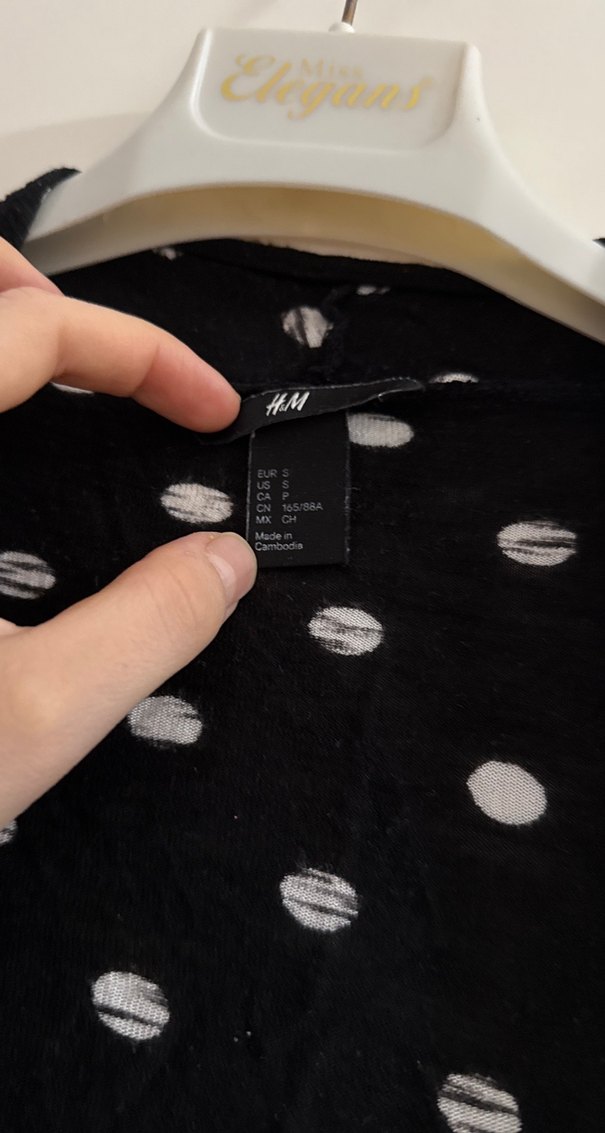 Puantiye Desenli Siyah Hamile Midi Ceket - Görsel 3