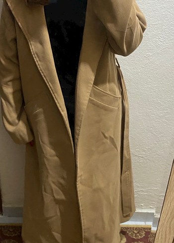 Kemerli Bej Süet Midi Kadın Kaban tekliflere açığım - Görsel 4