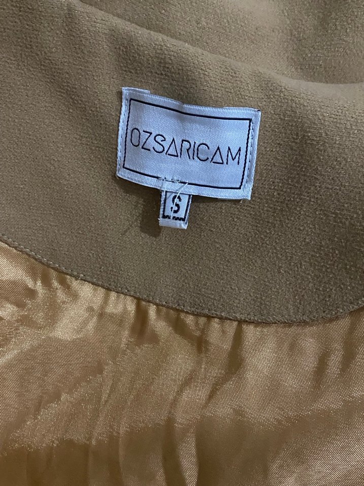 Kemerli Bej Süet Midi Kadın Kaban tekliflere açığım - Görsel 5