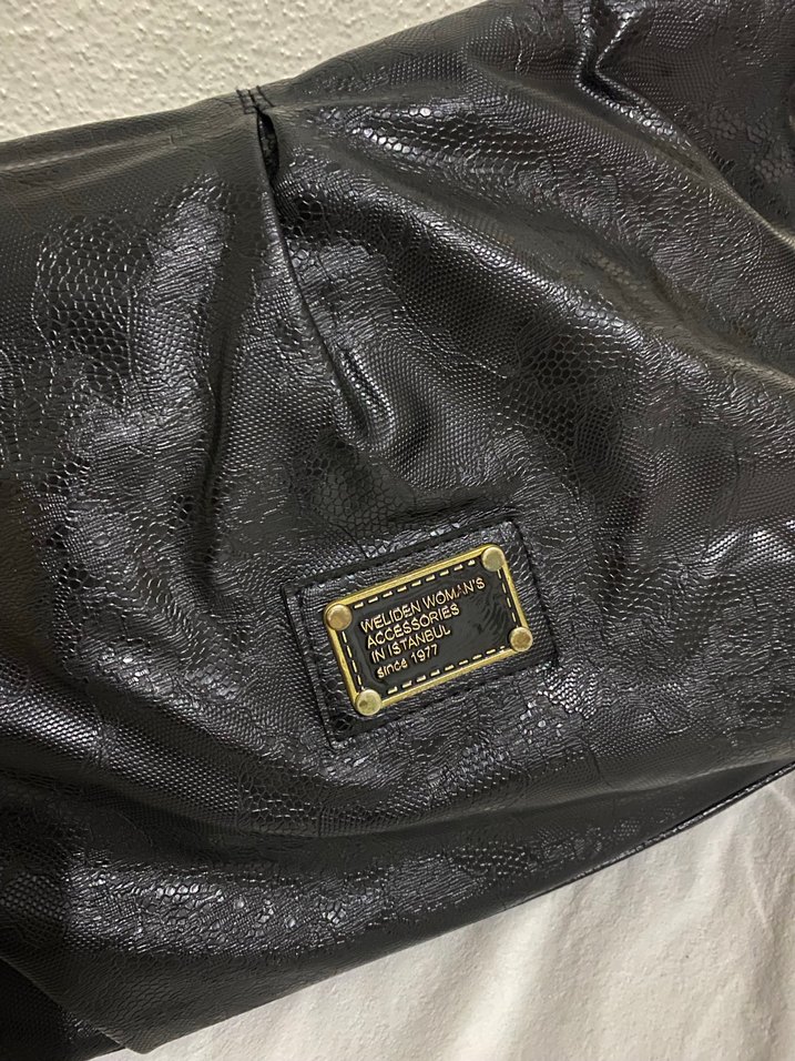 Vintage WelldenSiyah Oversize Çanta  İstanbul Üretim Since 1977 - Görsel 5