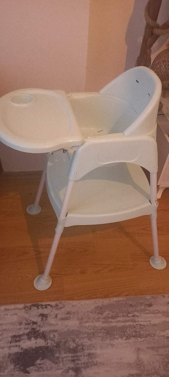 Beyaz Pastel Renk Bebek Mama Sandalyesi - Görsel 3