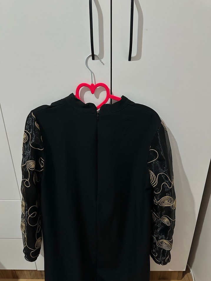 Tül İşlemeli Siyah Uzun Kollu Gömlek - Görsel 2