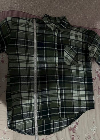 Yeşil Ekose Uzun Kollu Salaş Gömlek - Görsel 3