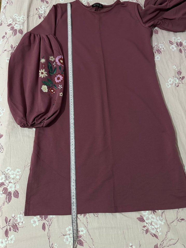 Gülkurusu Nakışlı Uzun Kollu Salaş Tunik - Görsel 4