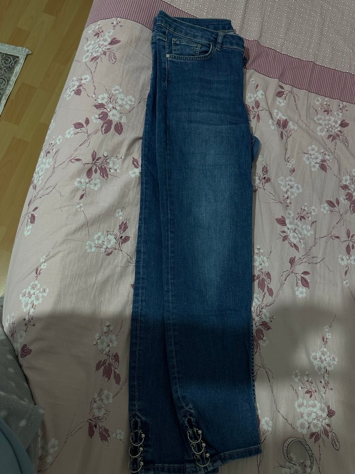 Tokalı Lacivert Kadın Denim Jean - Görsel 2