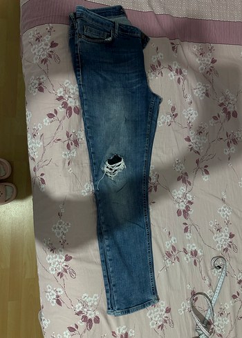 Kadın Mavi Denim Yırtık Skinny Jean - Görsel 2