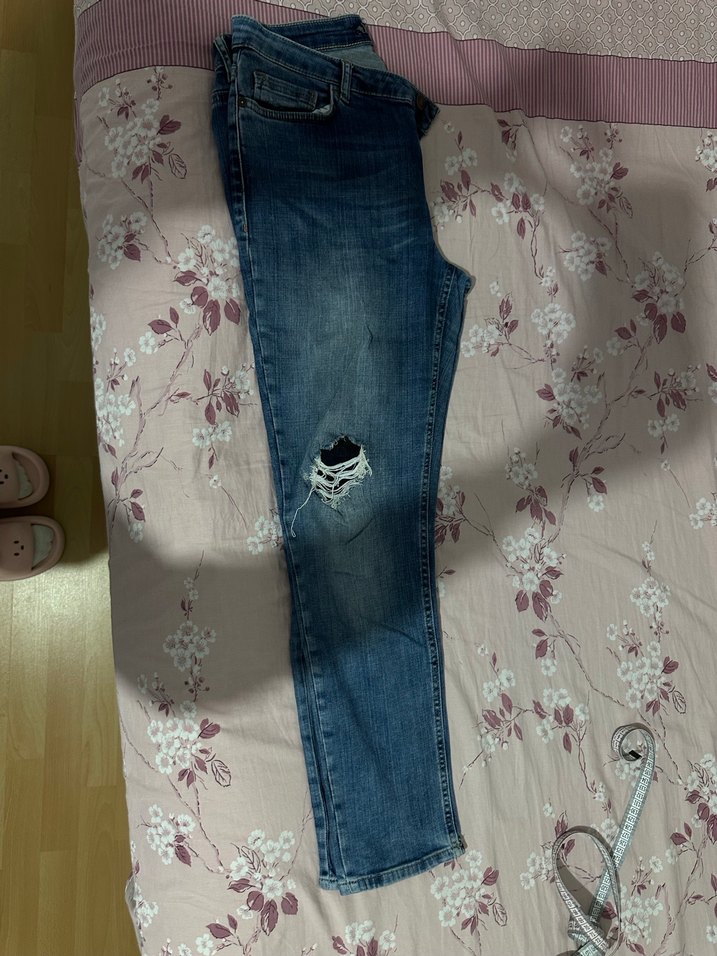 Kadın Mavi Denim Yırtık Skinny Jean - Görsel 2