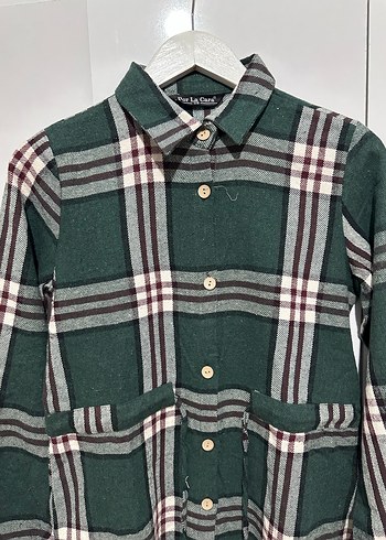 Düğmeli Uzun Kollu Kareli Kadın Gömlek - Görsel 2