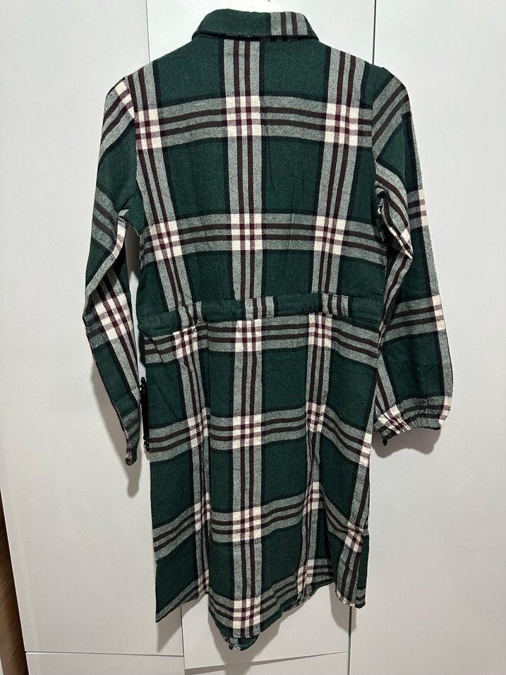 Düğmeli Uzun Kollu Kareli Kadın Gömlek - Görsel 4