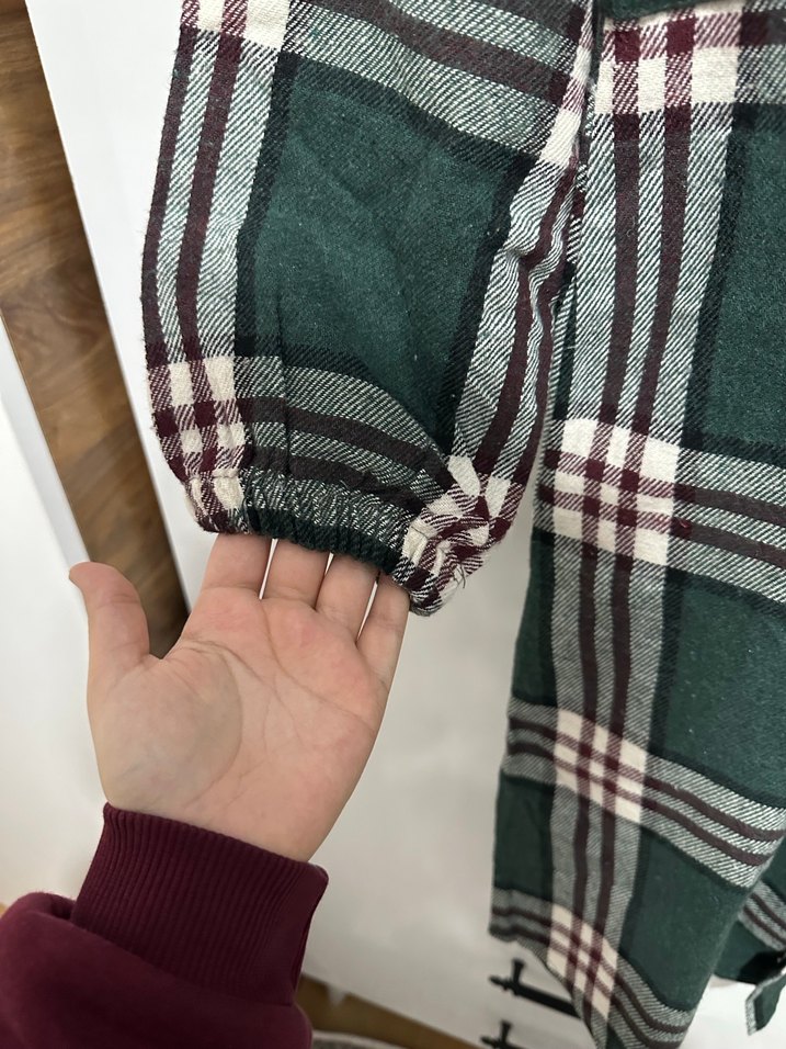 Düğmeli Uzun Kollu Kareli Kadın Gömlek - Görsel 3