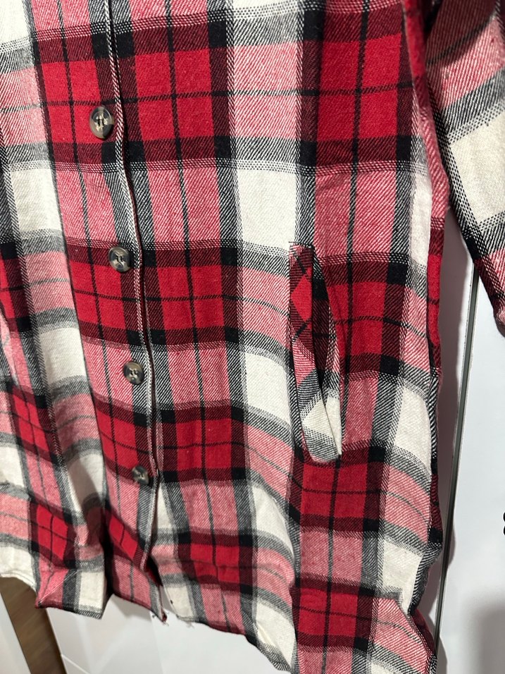 Kırmızı Kareli Uzun Kollu Kadın Gömlek - Görsel 2