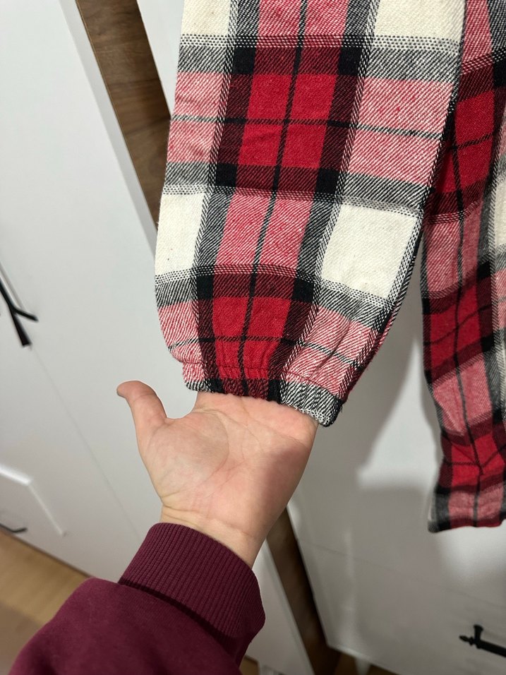 Kırmızı Kareli Uzun Kollu Kadın Gömlek - Görsel 5