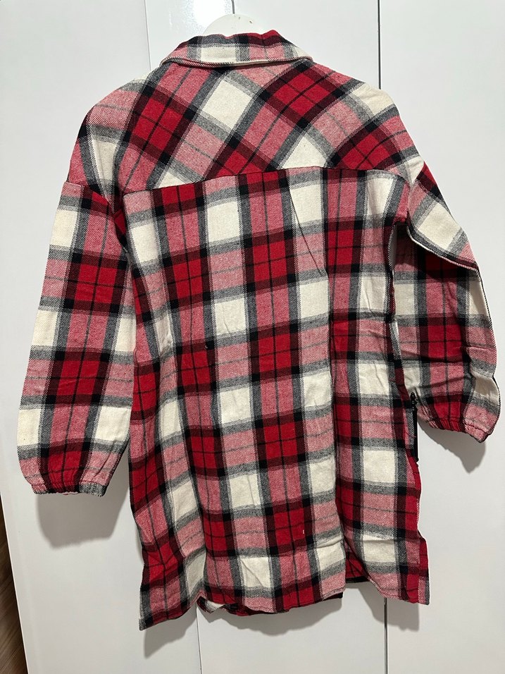 Kırmızı Kareli Uzun Kollu Kadın Gömlek - Görsel 4