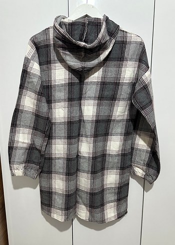 Gri Kareli Oversize Kadın Gömlek - Görsel 2