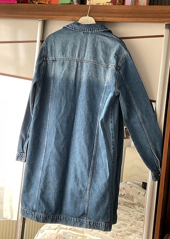 Düğmeli Mavi Kadın Denim Ceket - Görsel 7