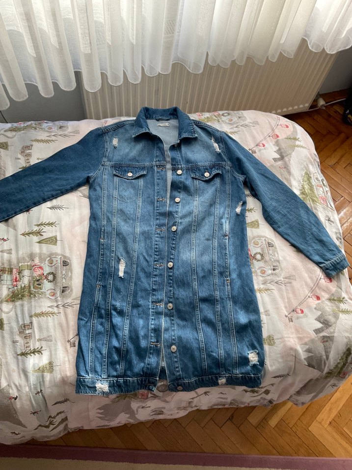 Düğmeli Mavi Kadın Denim Ceket - Görsel 2