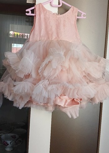 Kız Çocuk Pembe Fırfırlı Elbise