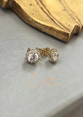 Xuping 14k taşlı top küpe - Görsel 3