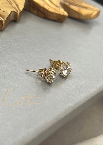 Xuping 14k taşlı top küpe - Görsel 4