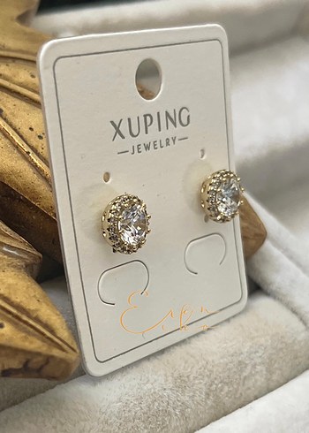 Xuping 14k taşlı top küpe - Görsel 5