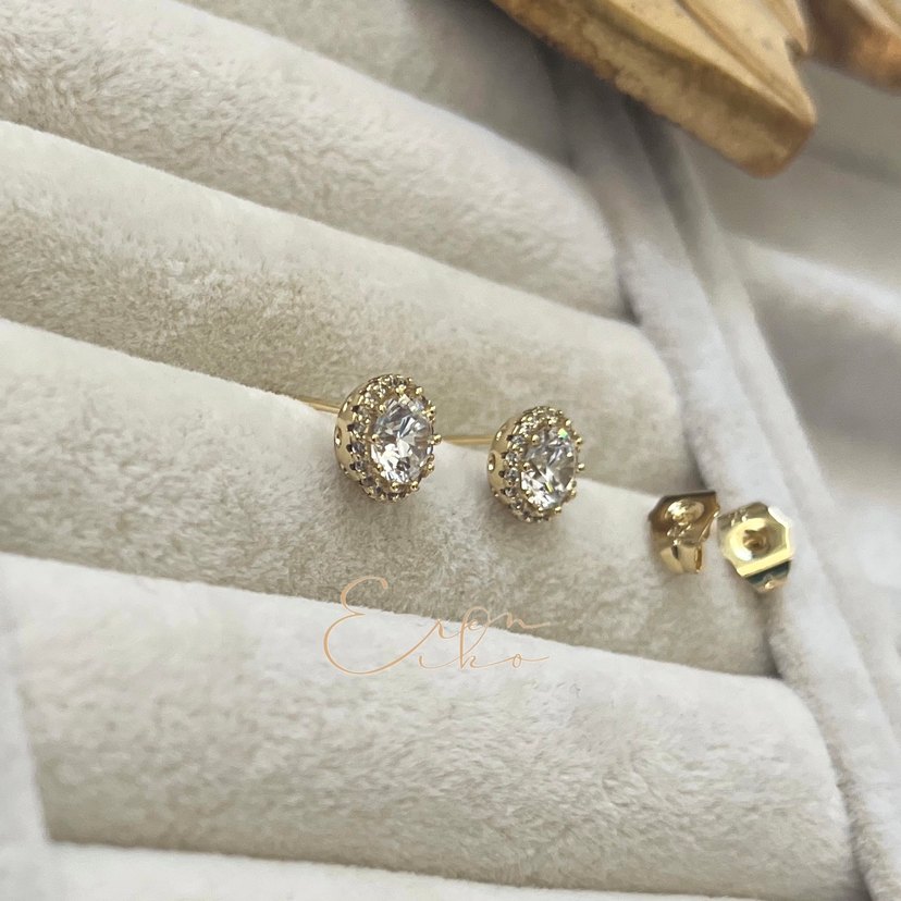 Xuping 14k taşlı top küpe - Görsel 2