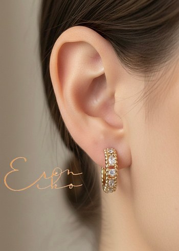 Xuping 14k taş detaylı halka küpe - Görsel 4