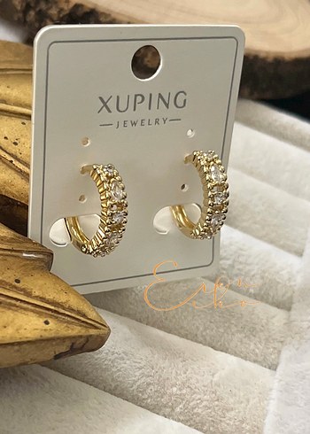 Xuping 14k taş detaylı halka küpe - Görsel 5