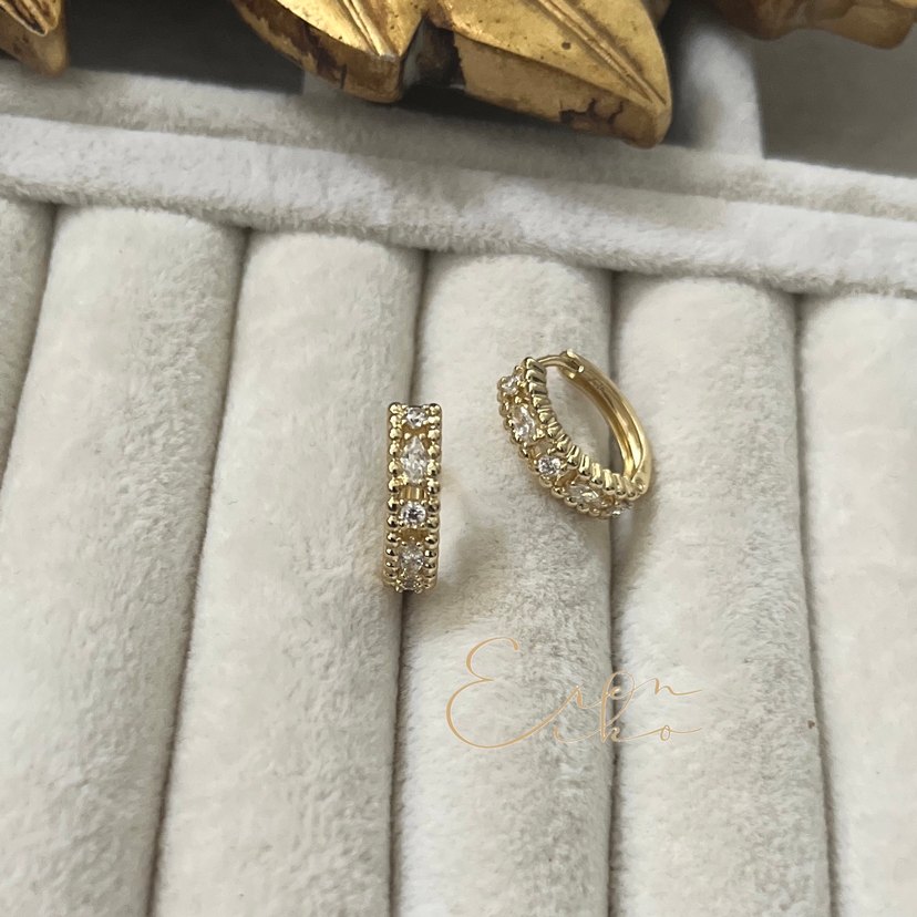 Xuping 14k taş detaylı halka küpe - Görsel 3