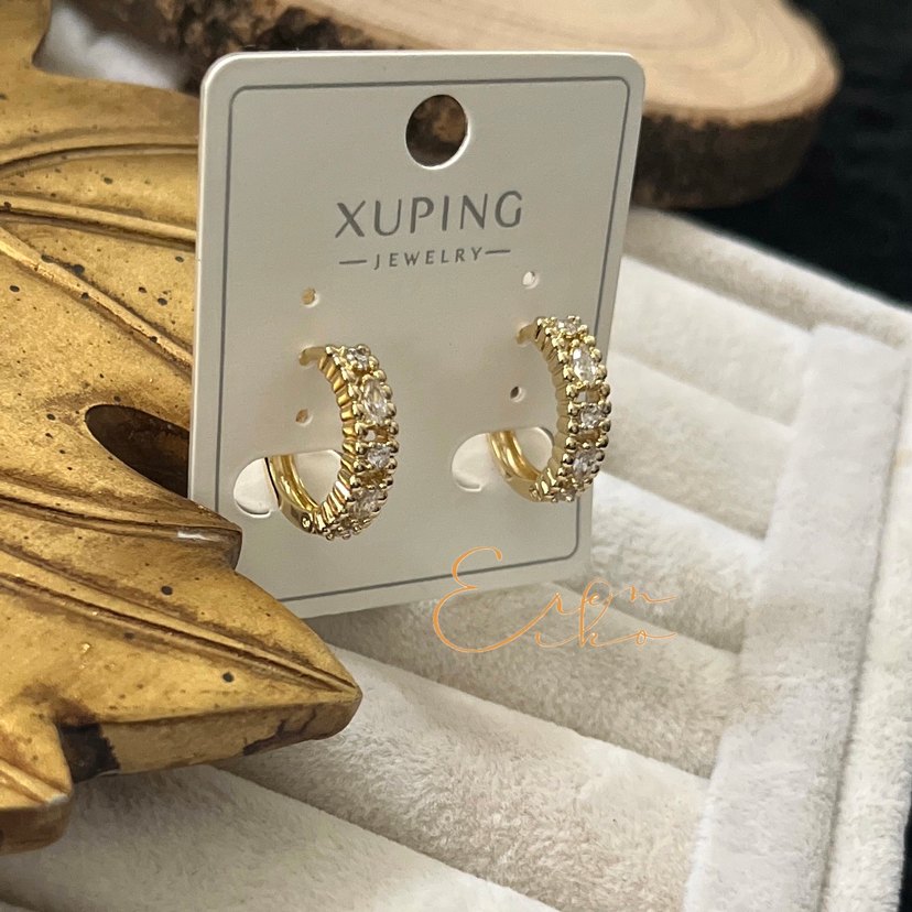 Xuping 14k taş detaylı halka küpe - Görsel 5