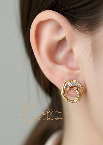 Xuping 14k taşlı daire küpe - Görsel 4