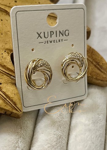 Xuping 14k taşlı daire küpe - Görsel 3