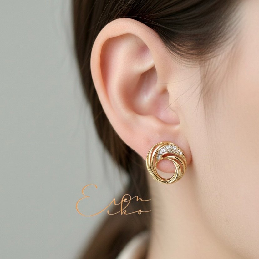 Xuping 14k taşlı daire küpe - Görsel 4