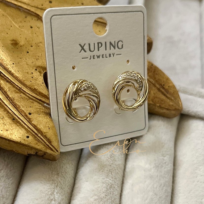 Xuping 14k taşlı daire küpe - Görsel 3