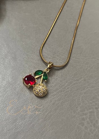 Çelik 316L taşlı kiraz kolye  - Görsel 5