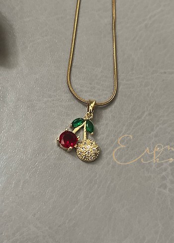 Çelik 316L taşlı kiraz kolye  - Görsel 3