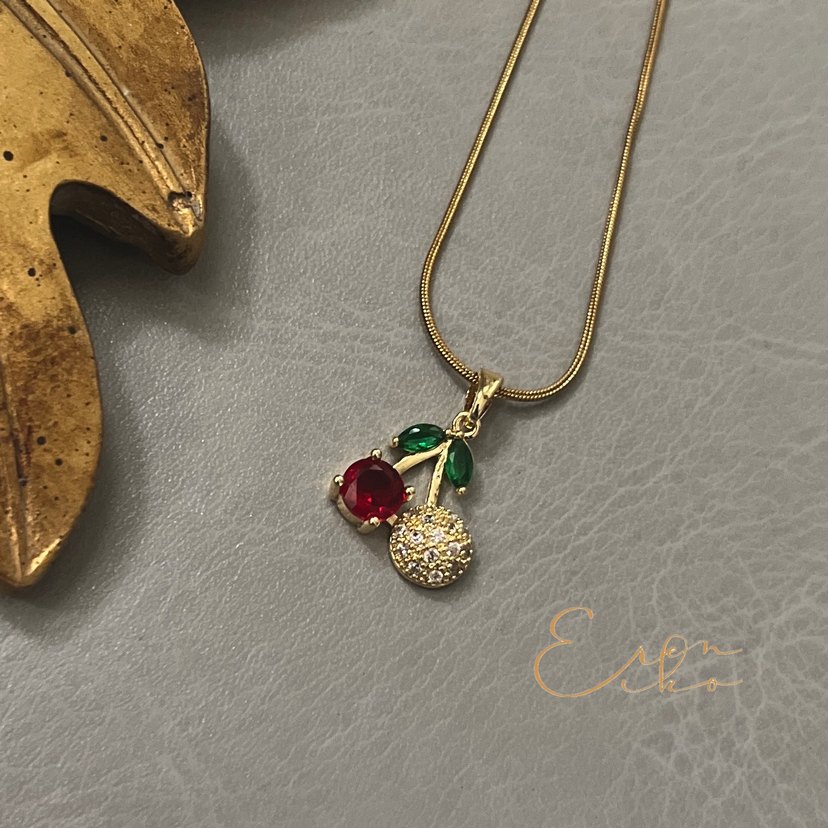 Çelik 316L taşlı kiraz kolye  - Görsel 2