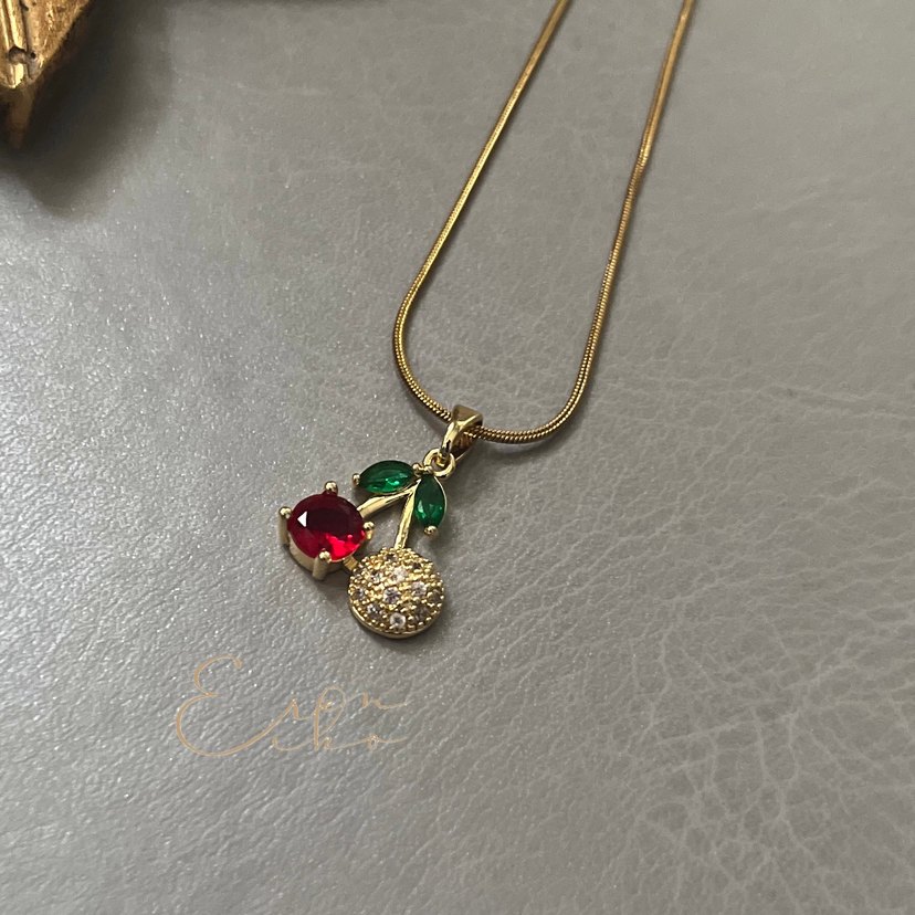 Çelik 316L taşlı kiraz kolye  - Görsel 5