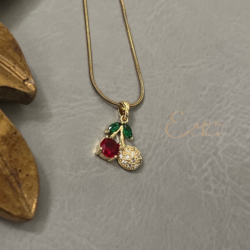 Çelik 316L taşlı kiraz kolye  - Görsel 4