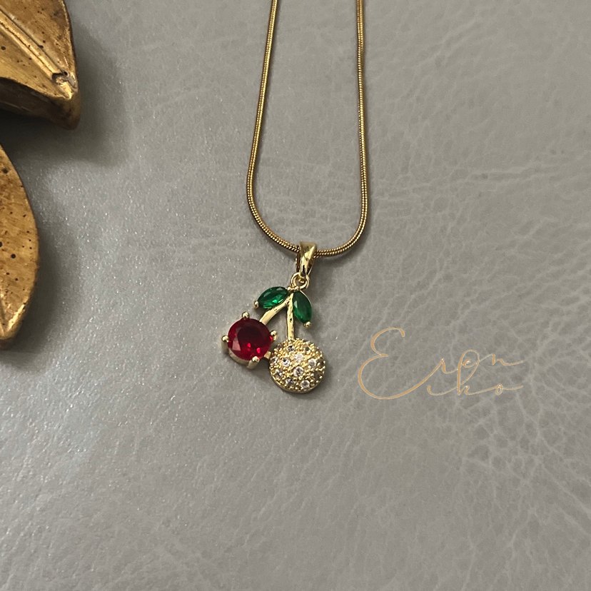 Çelik 316L taşlı kiraz kolye  - Görsel 3