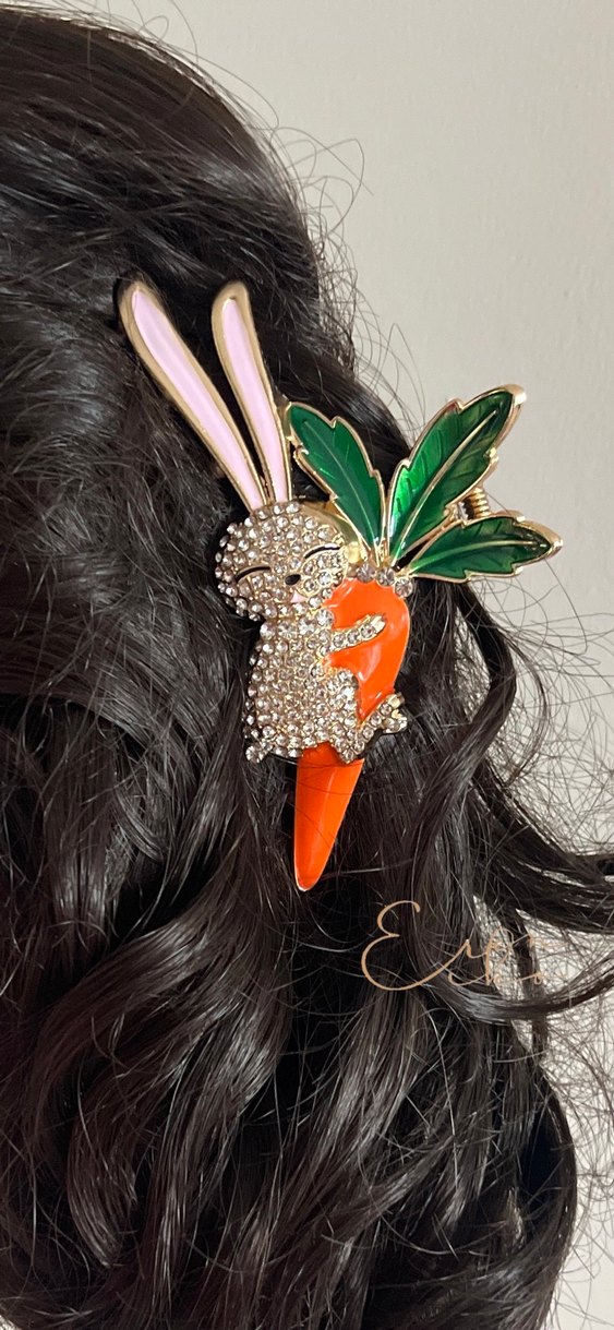 Tavşan Havuç Figürlü Metal Mandal Toka - Görsel 5