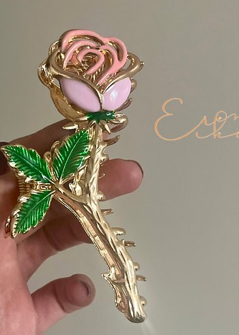 Pembe güllü metal büyük mandal toka - Görsel 3